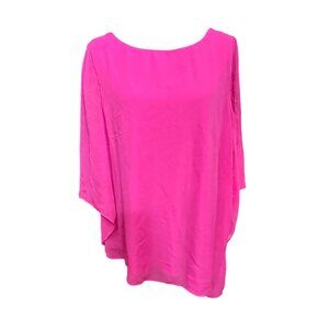Chico's Shirt Women Size 2P L Pink Asymmetrical Drama Top Ultra Violet NWT Petit